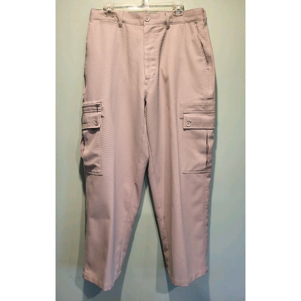 Vincente Nesi Beige Wide Leg Cargo Pants Adjustable Waist Sz 35/36